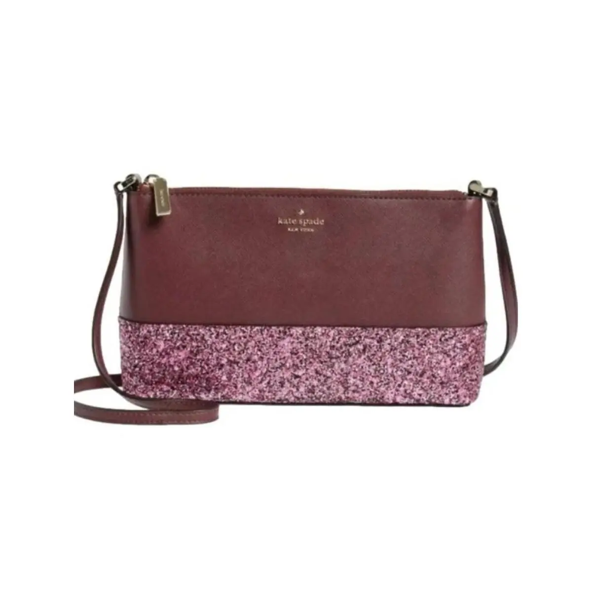 Kate Spade Purse Crossbody Bag Burgundy/purple Leather Glitter Handbag