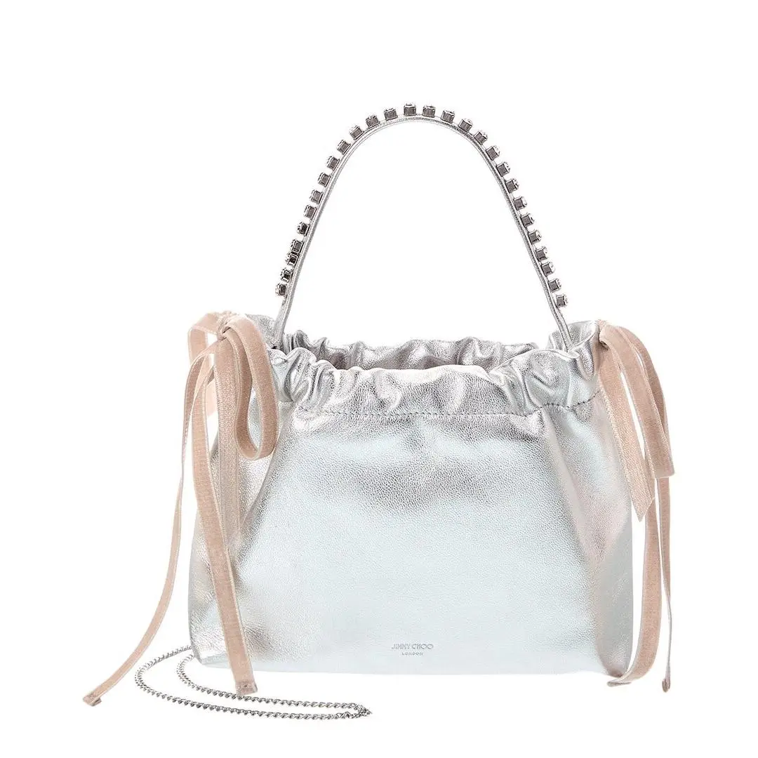 Jimmy Choo Drawstring Mini Leather Tote Women`s Metallic