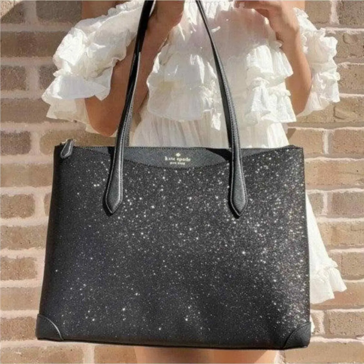 Kate Spade York Glitter Shimmy Tote IN Black