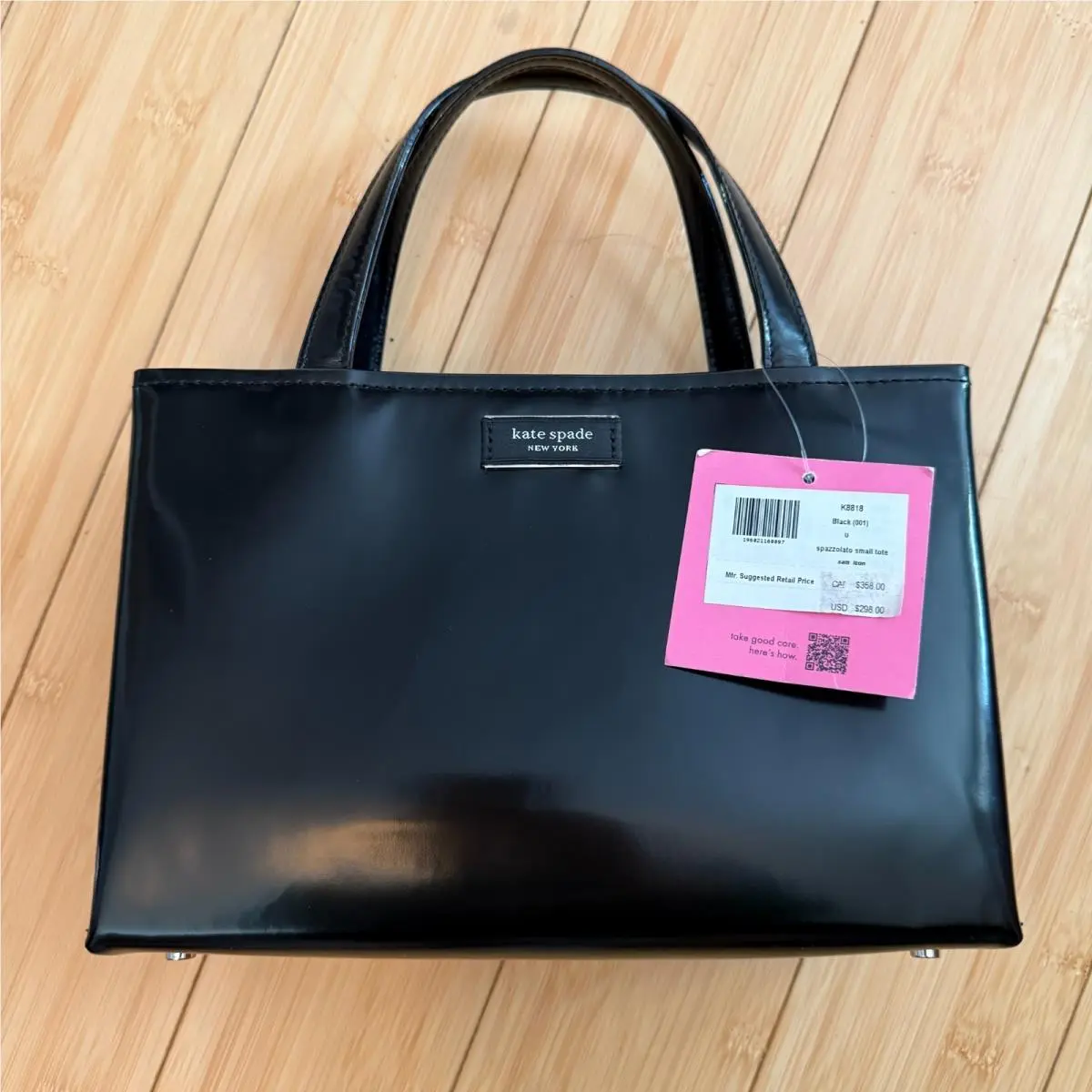 Kate Spade Sam Icon Tote Y2K Preppy Classic Mini Patent Leather Black