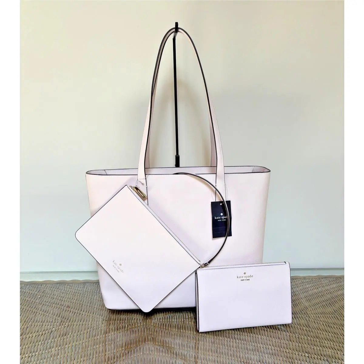 Kate Spade Staci L Structured Tote Set Wristlet Pouch Included Pale Pink