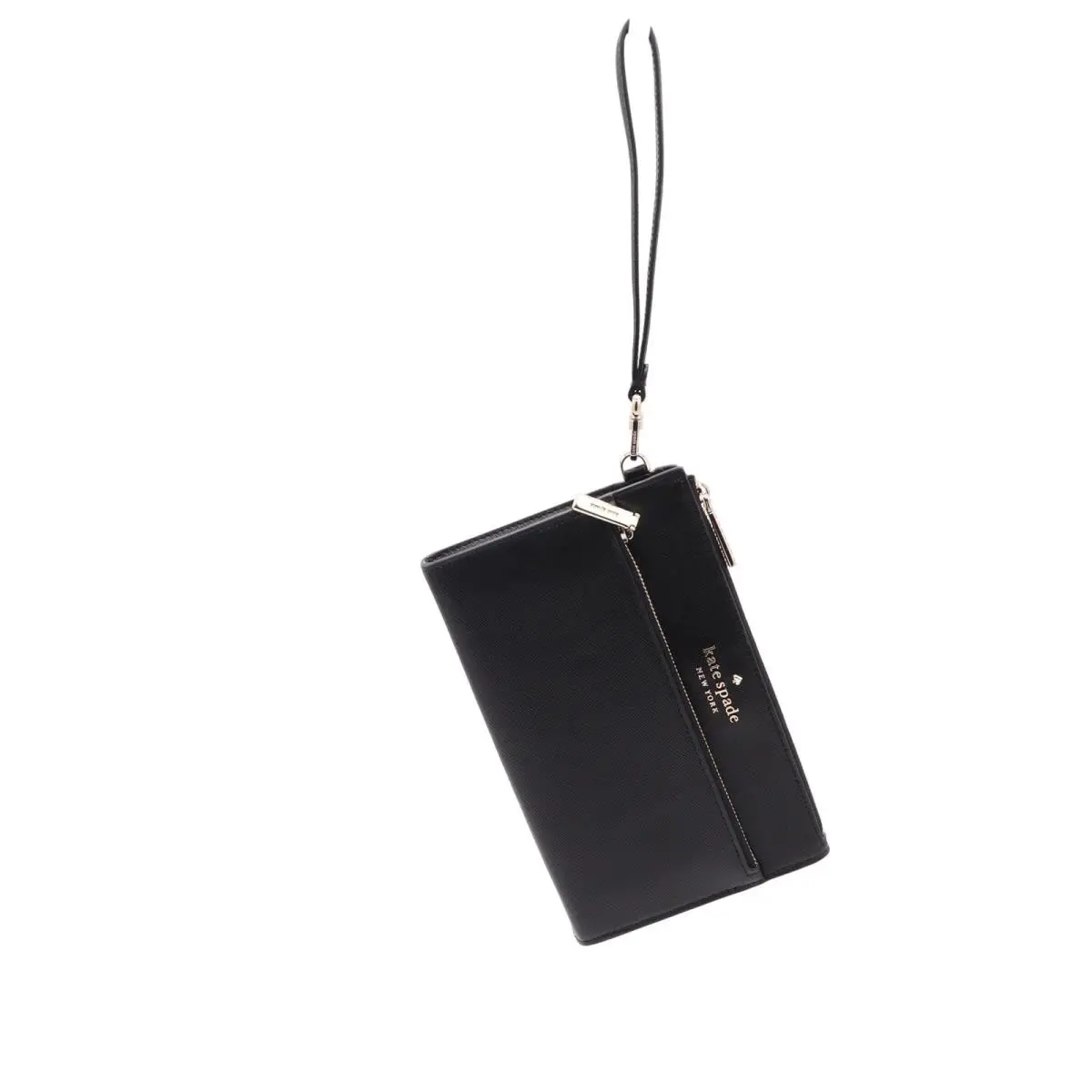 Kate Spade Staci Medium Wristlet Black Saffiano Leather Gold Hardware