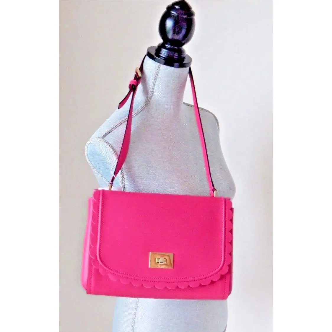 Kate Spade Jazmin Maple Court Leather Pink Scalloped Shoulder Bag Purse