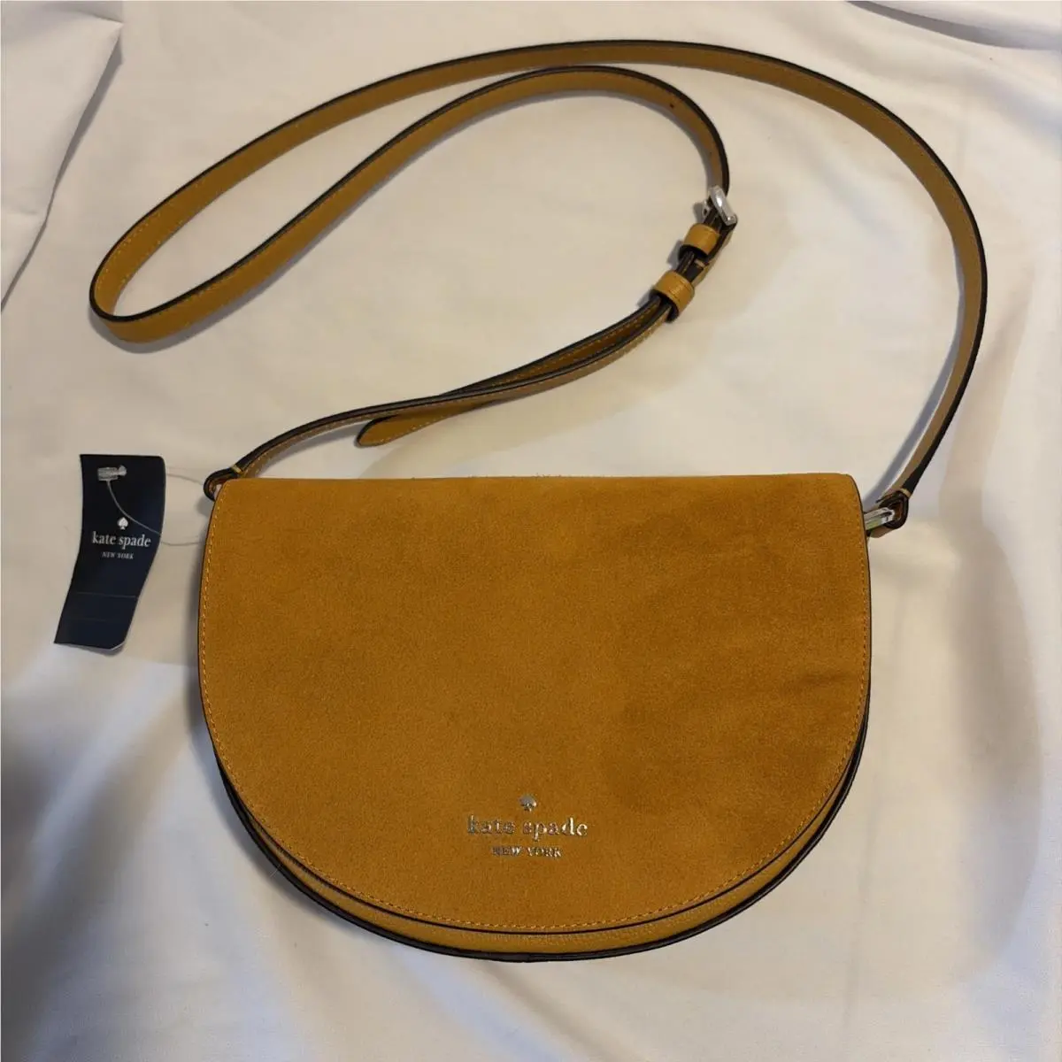 Kate Spade Luna Crescent Crossbody Squash Blossom Suede Mixed Material - New