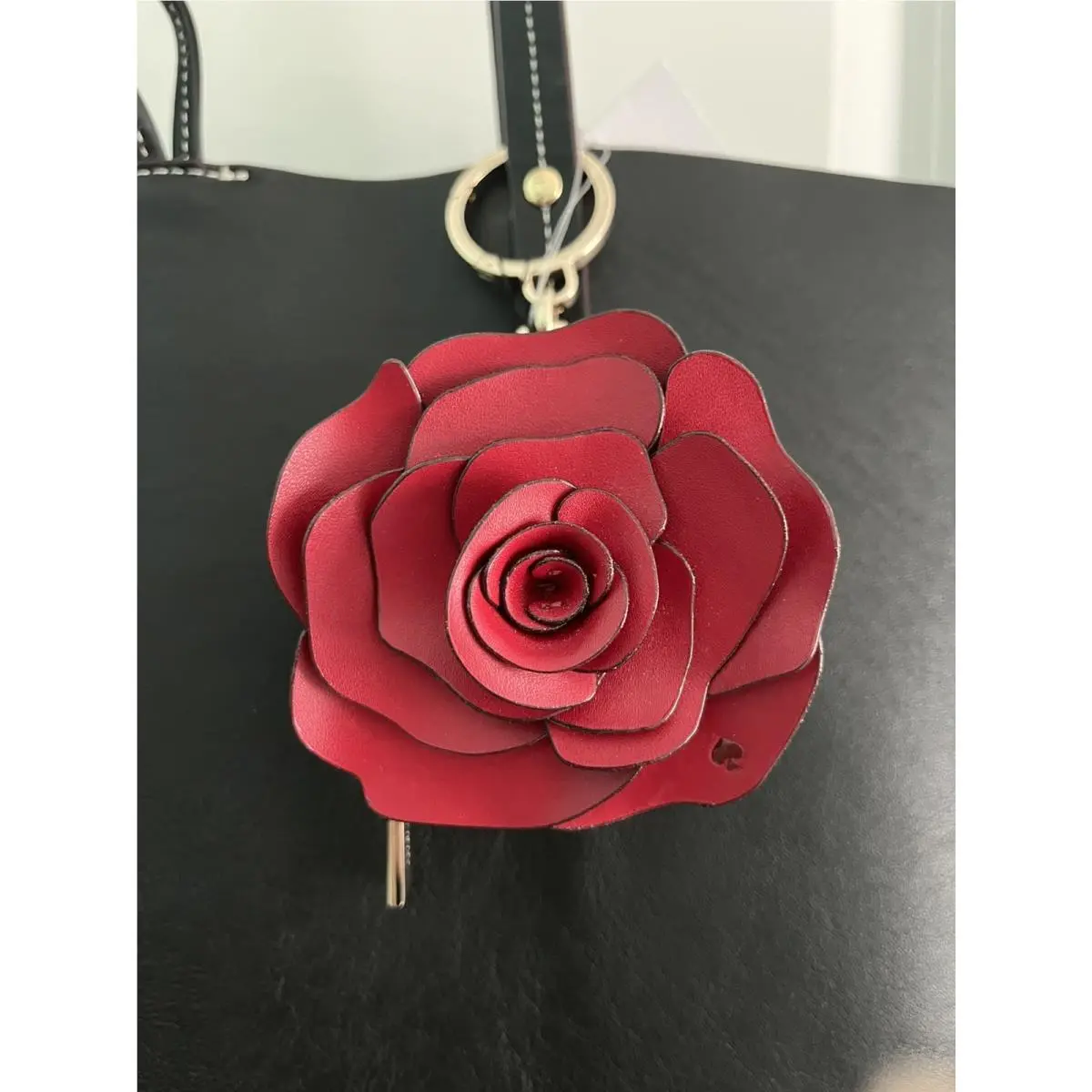 Kate Spade 3D Flora Keychain Coin Bag Charm Candied Cherry Red Leather