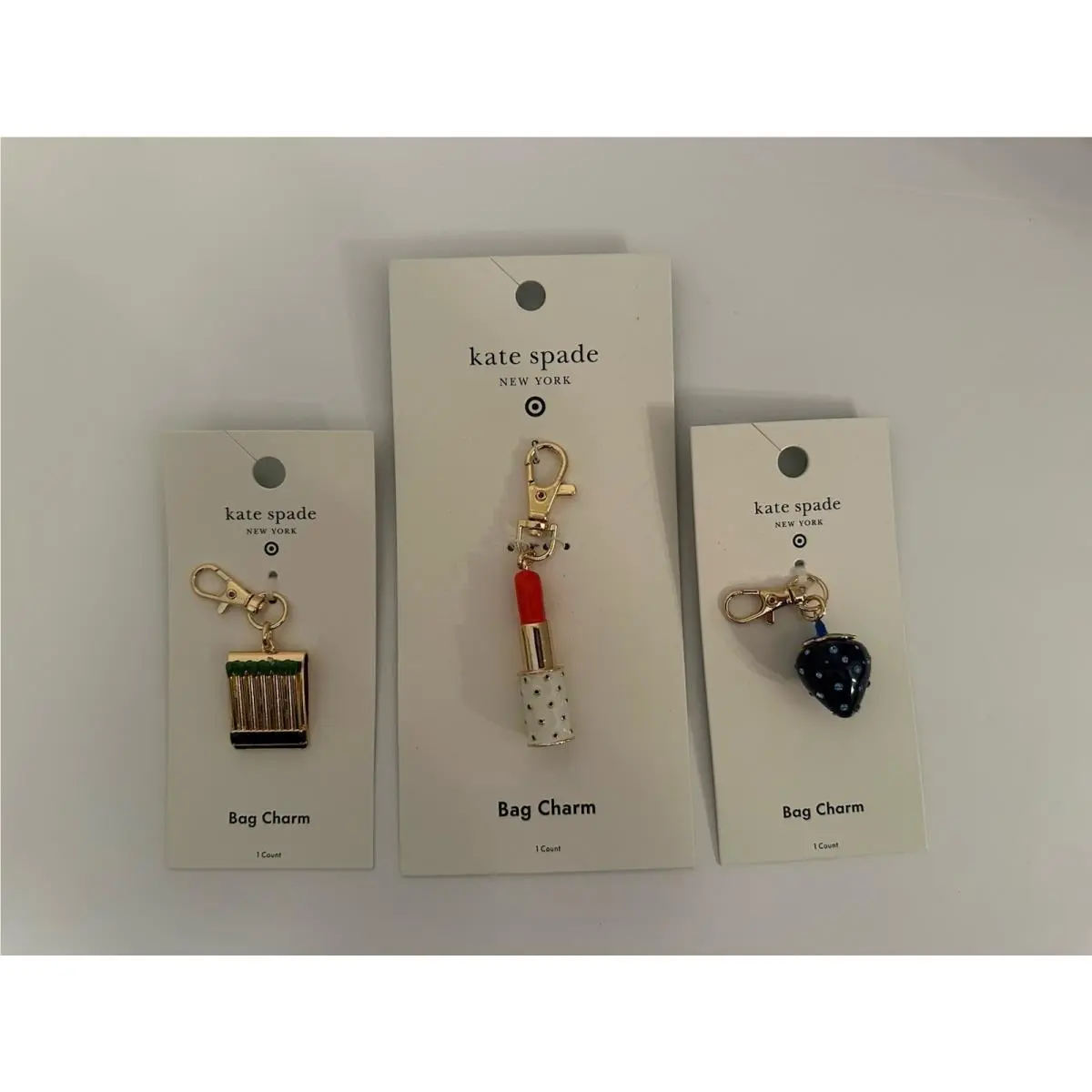 3 Kate Spade Nyxtarget Blue Strawberry Matchbook Lipstick Bag Charm Keycha