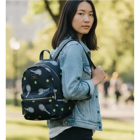 Kate Spade Chelsea Tennis Racquet and Ball Printed Mini Backpack Blazer Blue