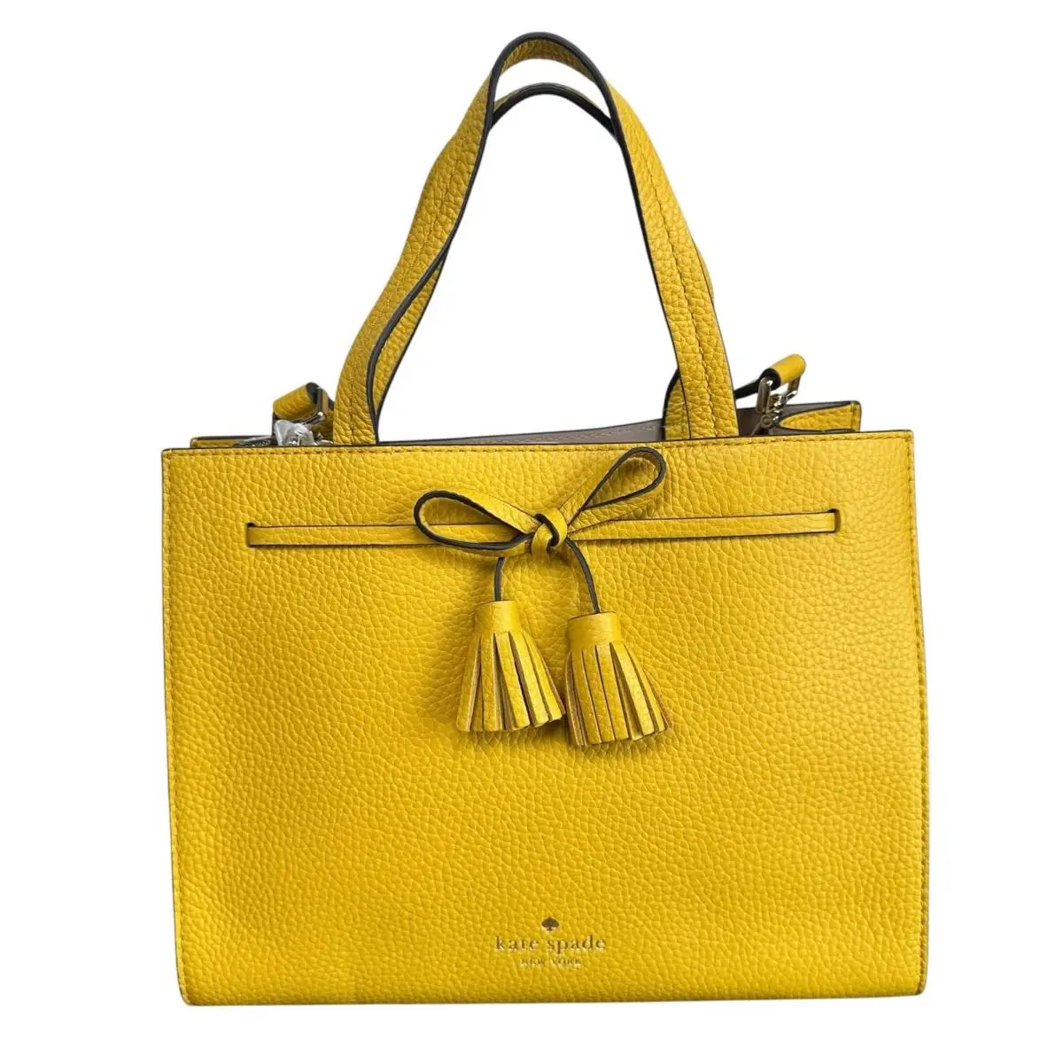Kate Spade Sunflower Yellow Hayes Pebble Leather Small Satchel Crossbody Bag
