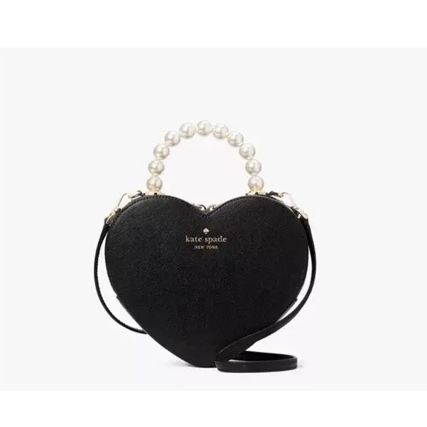 Kate Spade Leather Love Shack Shoulder Bag Black W/pearl Handle