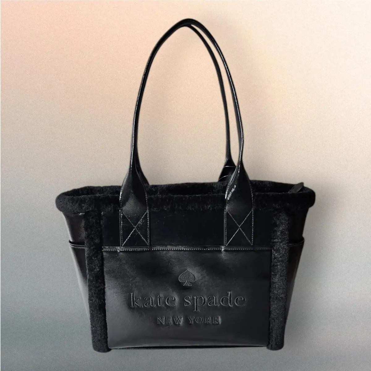 Kate Spade New York Jett Shearling Tote Large Black KE517