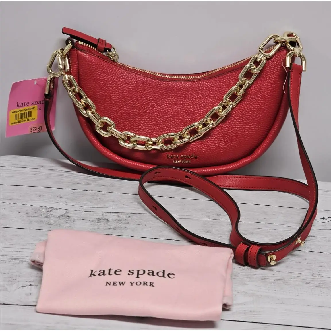 Kate Spade Smile Small Lionberry Leather Chain Shoulder Crossbody Handbag K5514