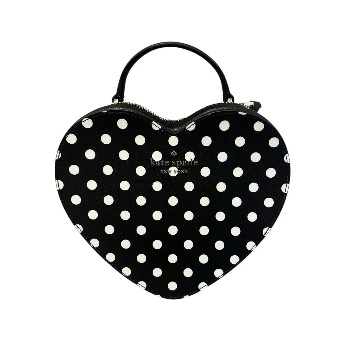 Kate Spade Love Shack-heart Crossbody/handbag-black White Polka Dot-$329