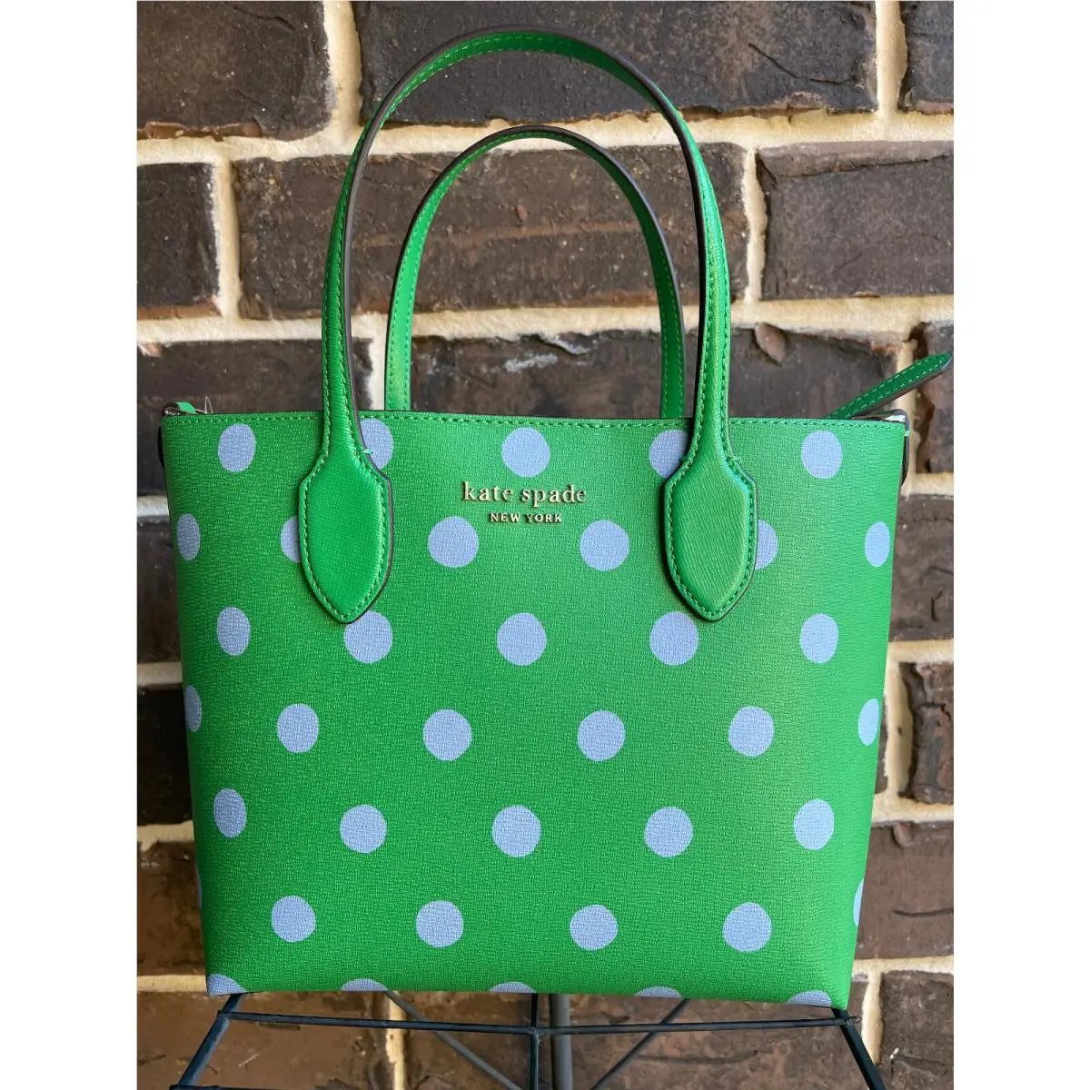 NWT$248 Kate Spade Bleecker Sunshine Dot Medium Crossbody Tote Candy Grass Green