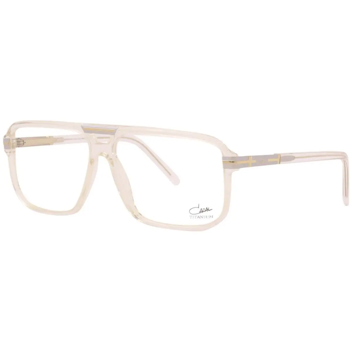 Cazal 6022 003 Eyeglasses Men`s Crystal/silver Full Rim Pilot Optical Frame 61mm