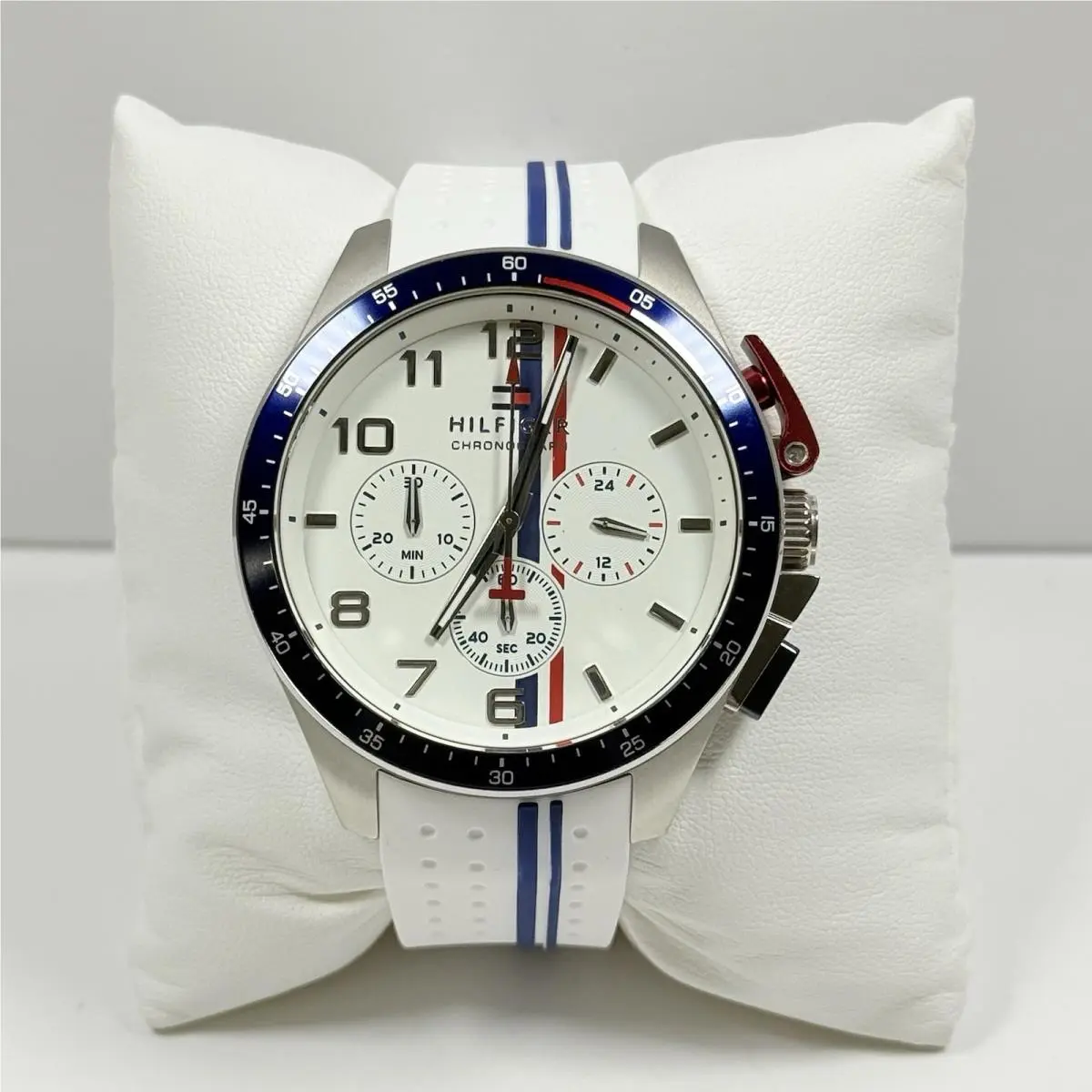 Tommy Hilfiger Bank 1792167 White Dial Chronograph Silicone Strap Men’s Watch