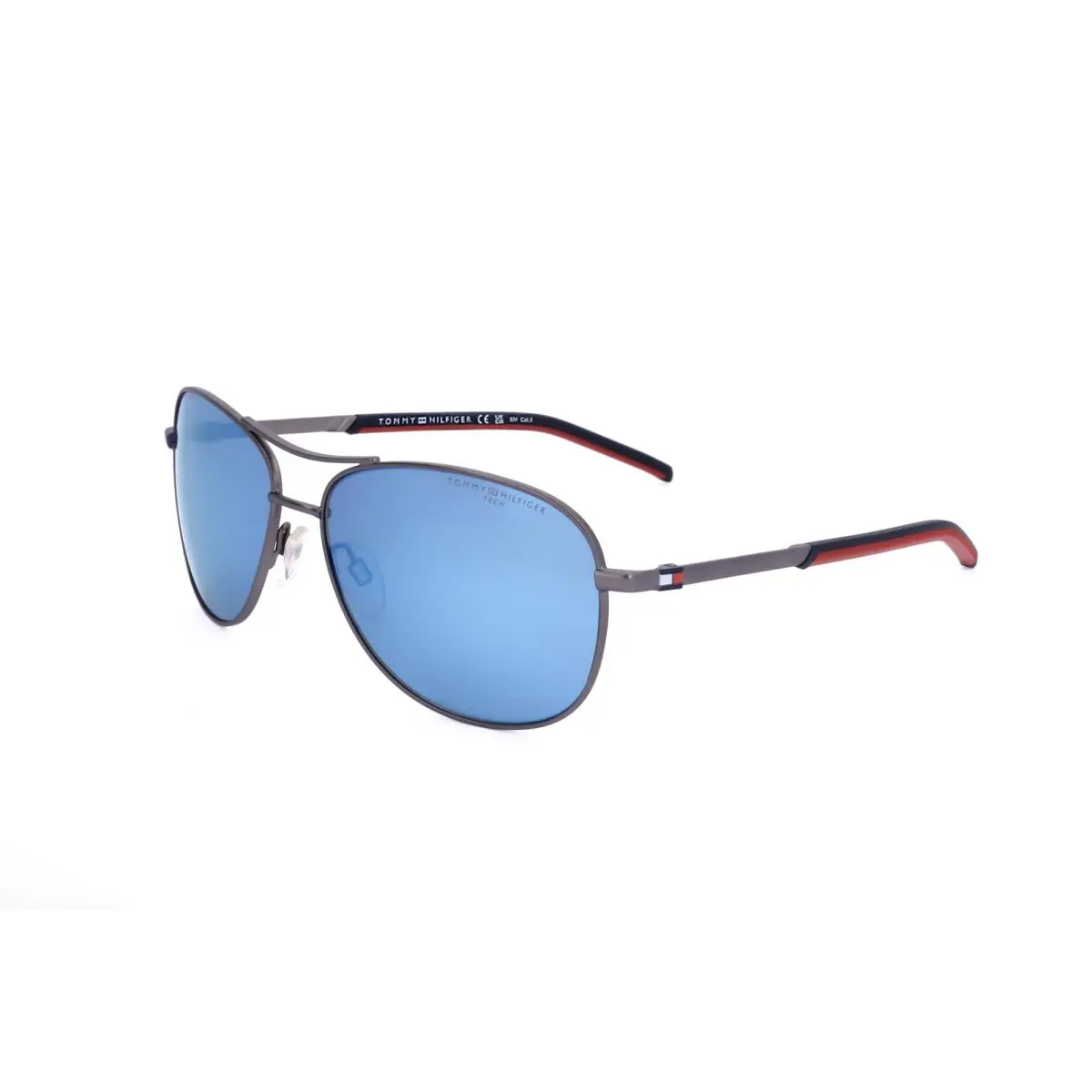 Men`s 59 mm Matte Dark Ruthenium Sunglasses TH2023-S-R80-59 by Tommy Hilfiger