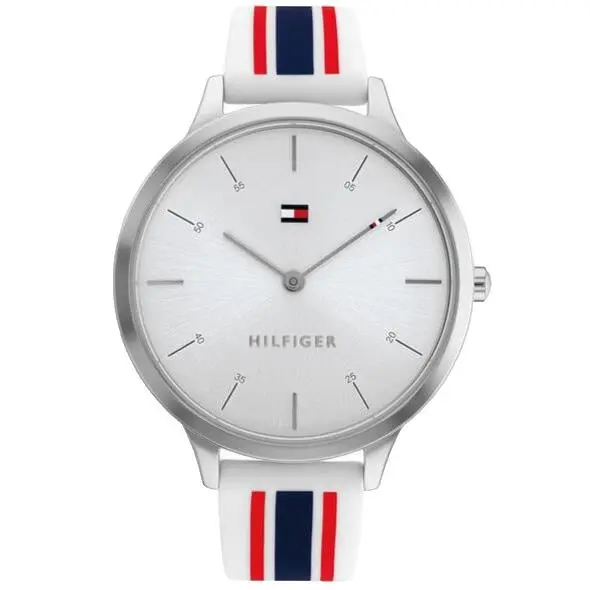1782498 Silver Dial Multicolor Silicone Strap 40MM Womens Watch by Tommy Hilfiger