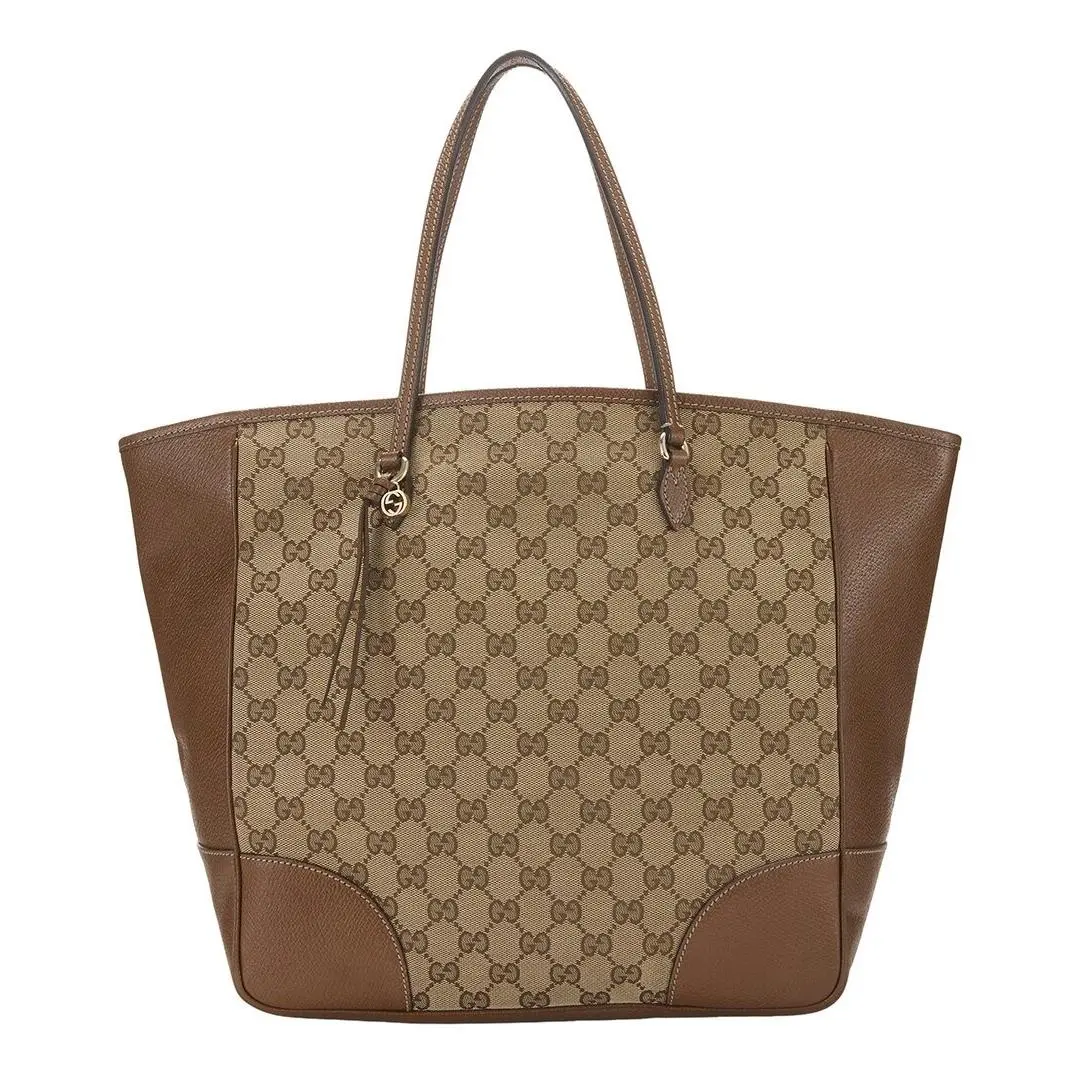 Gucci Beige Gg Canvas Bree Top Handle Tote Large Pre-loved Women`s