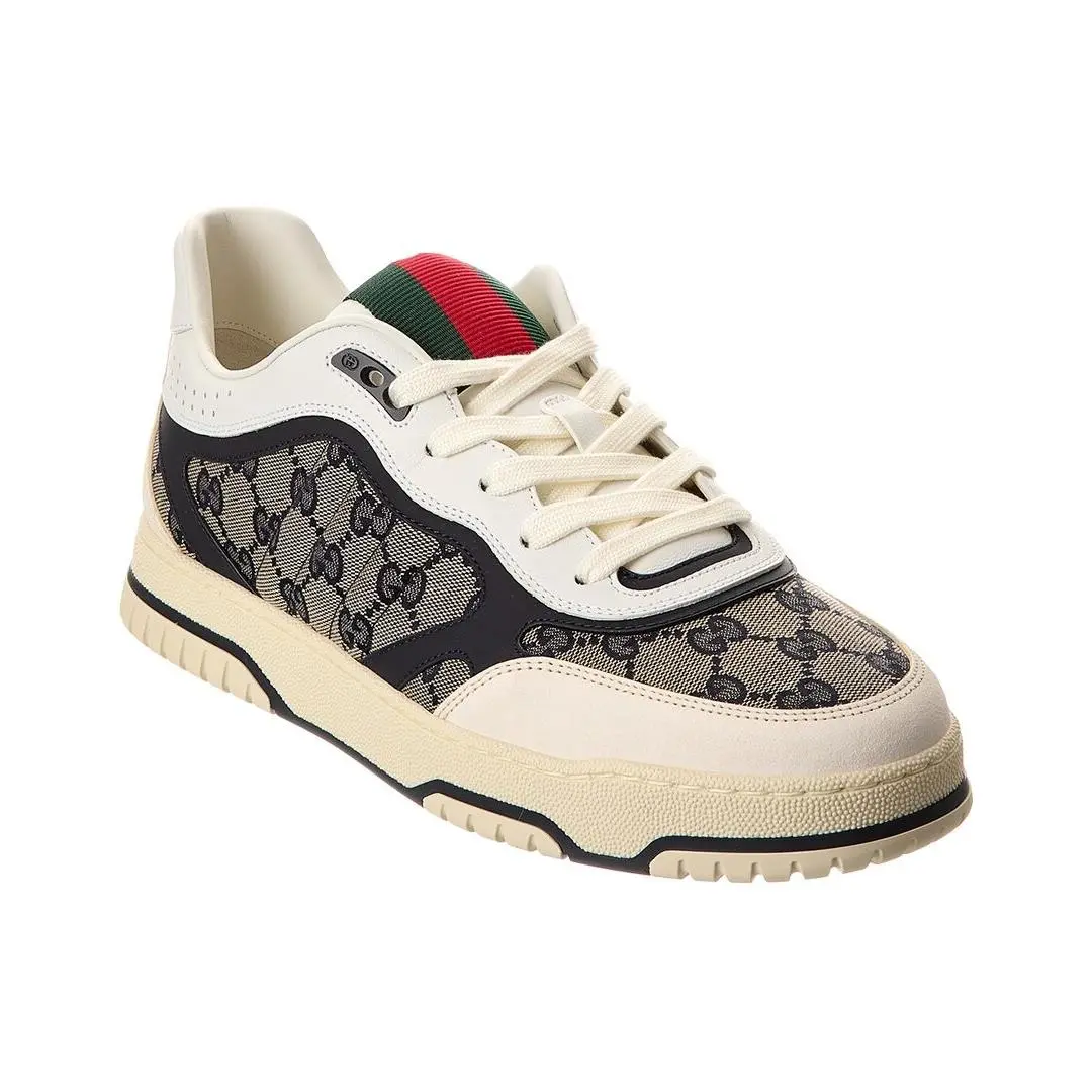 Re-web Gg Canvas Leather Sneaker Men`s 7 by Gucci