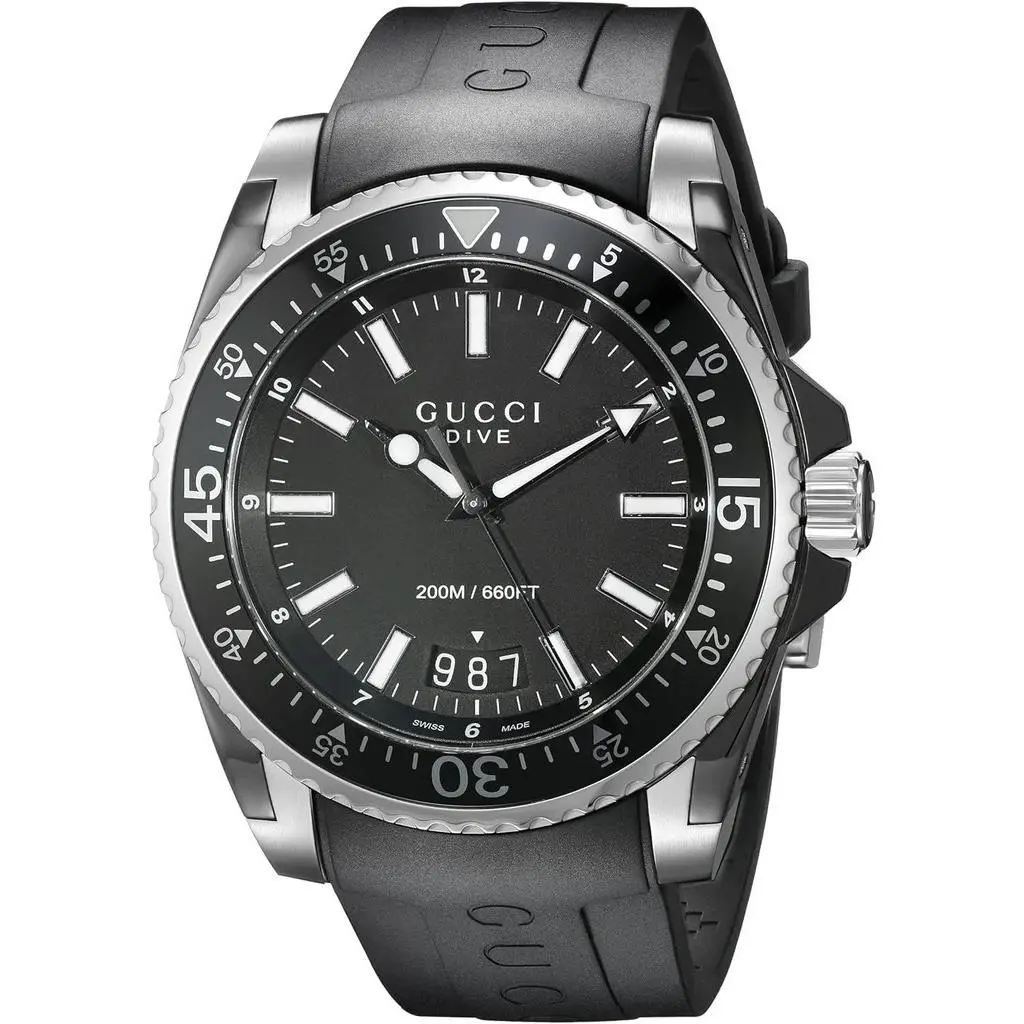 YA136204 Men`s Black Diver`s Watch by Gucci
