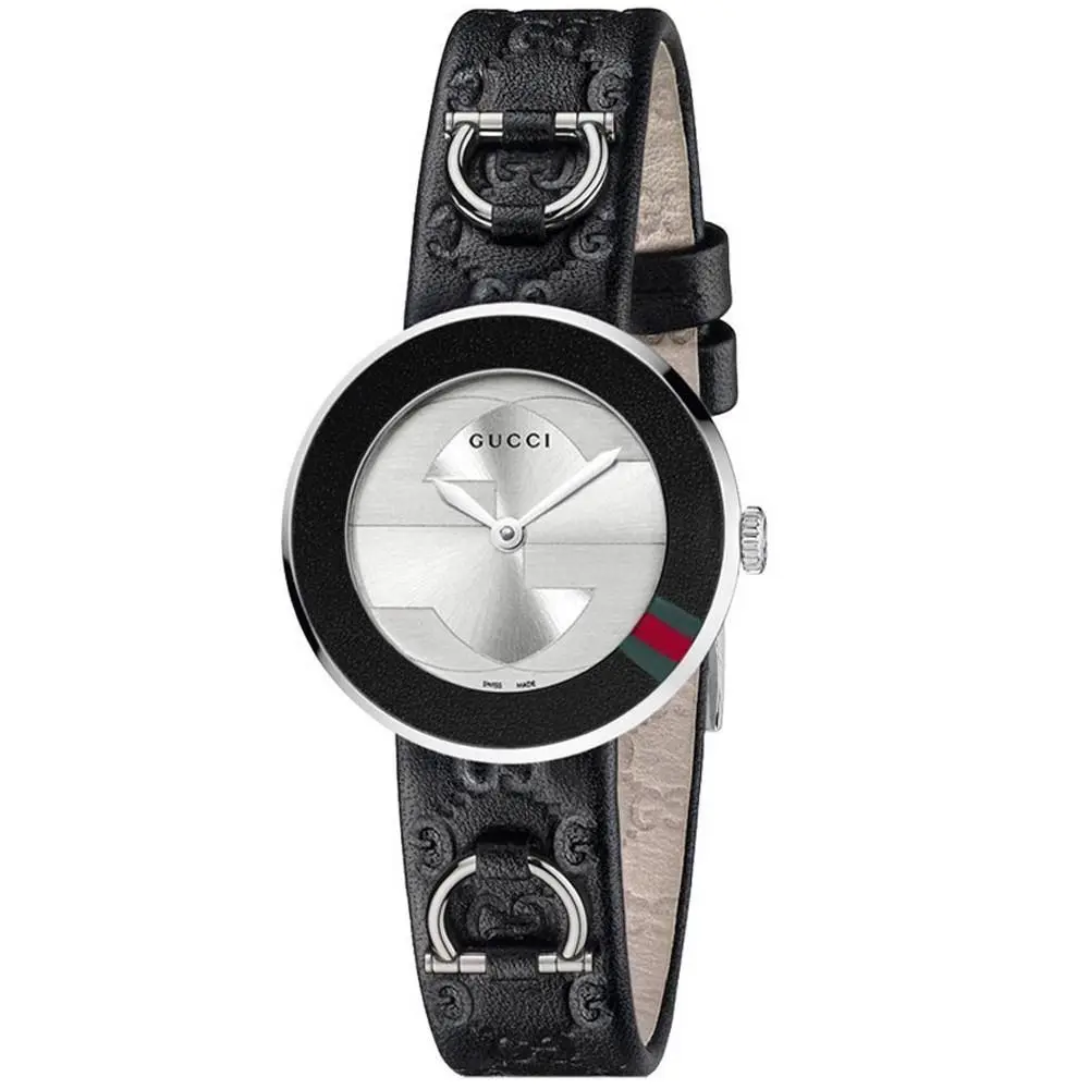 Gucci YA129508 U-play Black Leather Strap 129.5 Series 27mm Ladies Watch