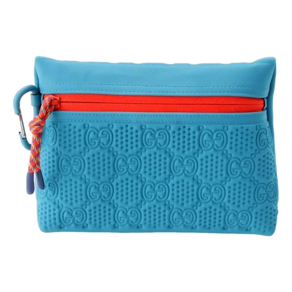 Gucci GG Scuba Neon Blue Rubber Small Clutch Pouch Bag 780263