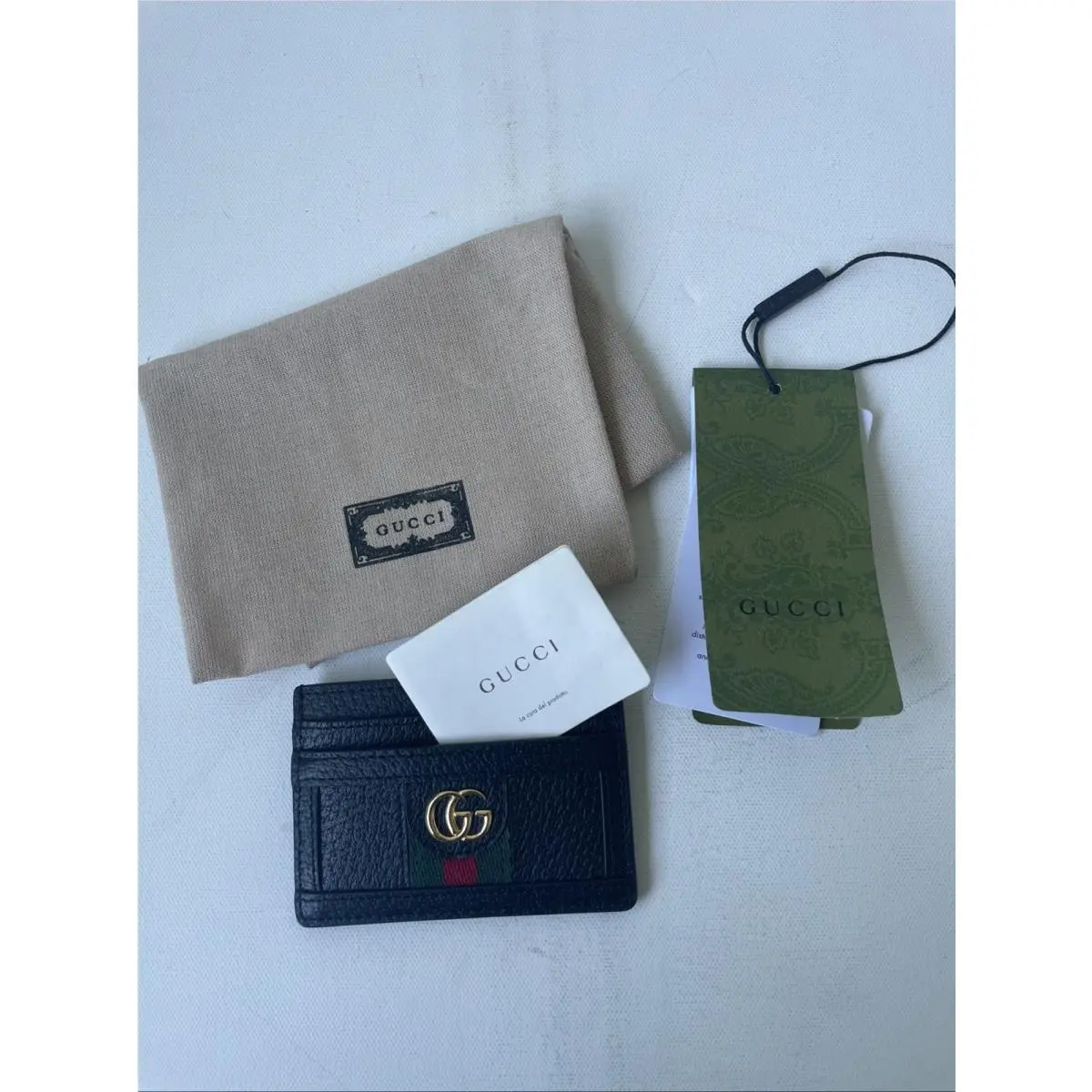 Ophidia Card Case Holder Black Web Stripe 523159 by Gucci