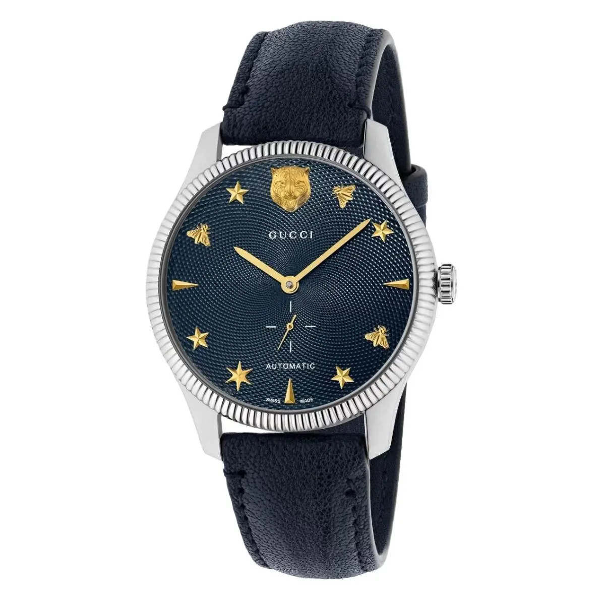 G-timeless Automatic Steel Blue Dial Blue Leather Unisex Watch YA126347 by Gucci