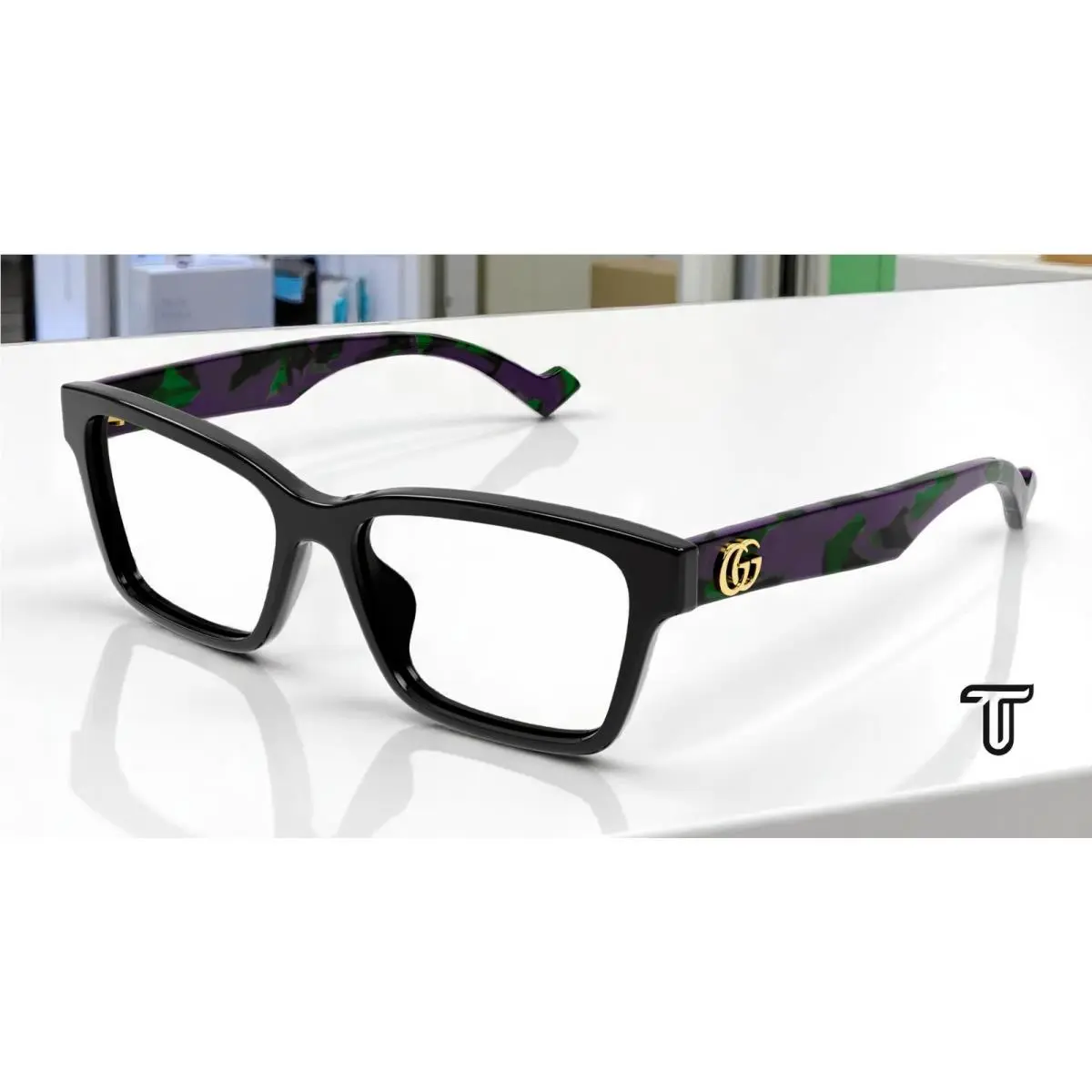 GG1476OK 003 Emblem Black Demo Lens 55 mm Women`s Sunglasses by Gucci