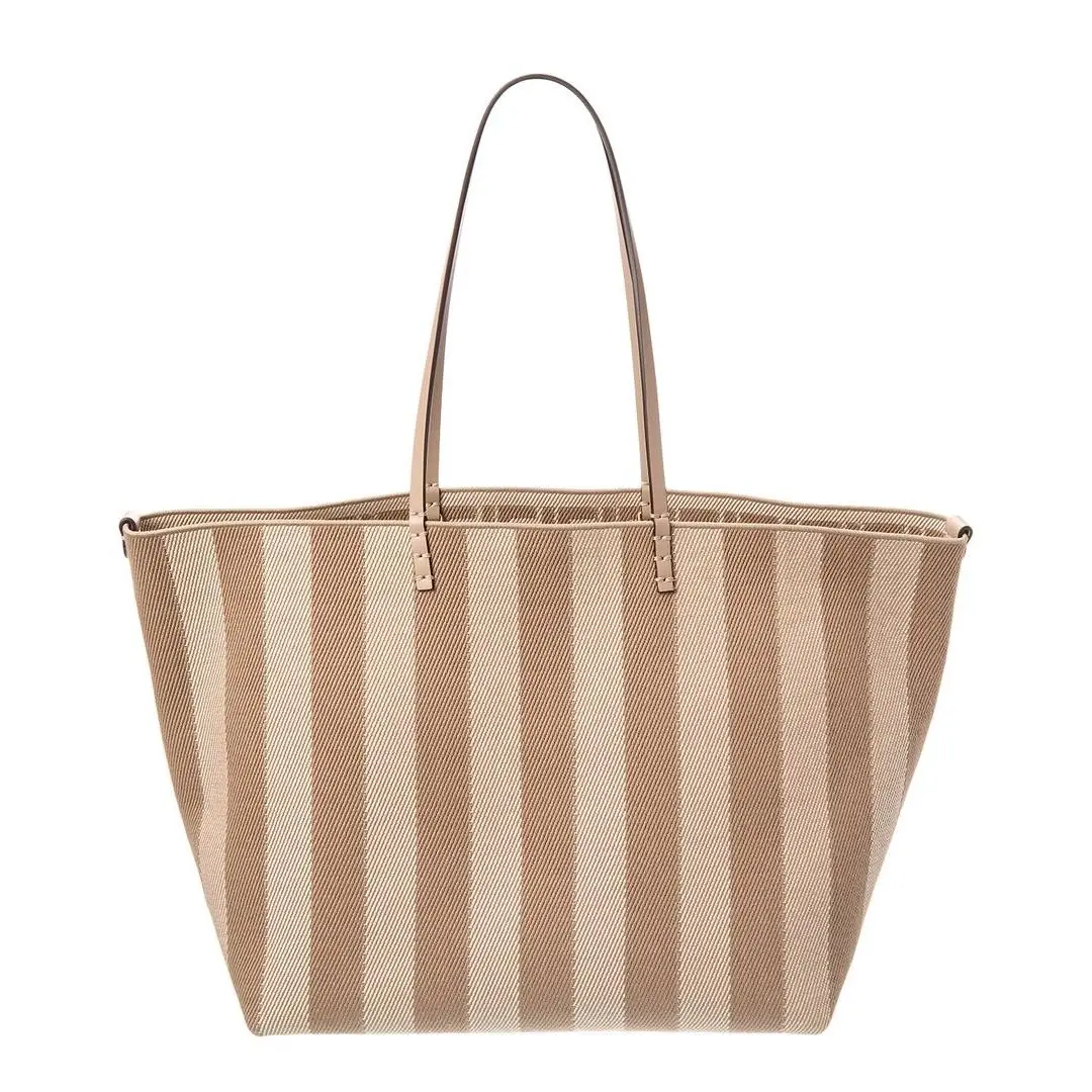 Fendi Roll Large Ff Canvas Leather Tote Women`s Grey