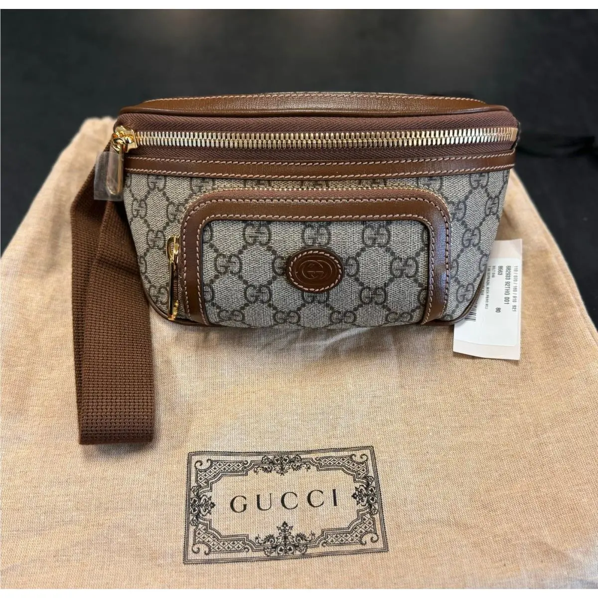 Gucci Interlocking GG Brown Monogram Supreme Retro Crossbody Belt Bag