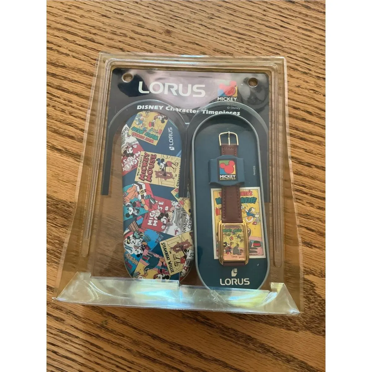 Disney Mickey Mouse Circus Watch Vintage Gold Tone Leather Strap by Lorus