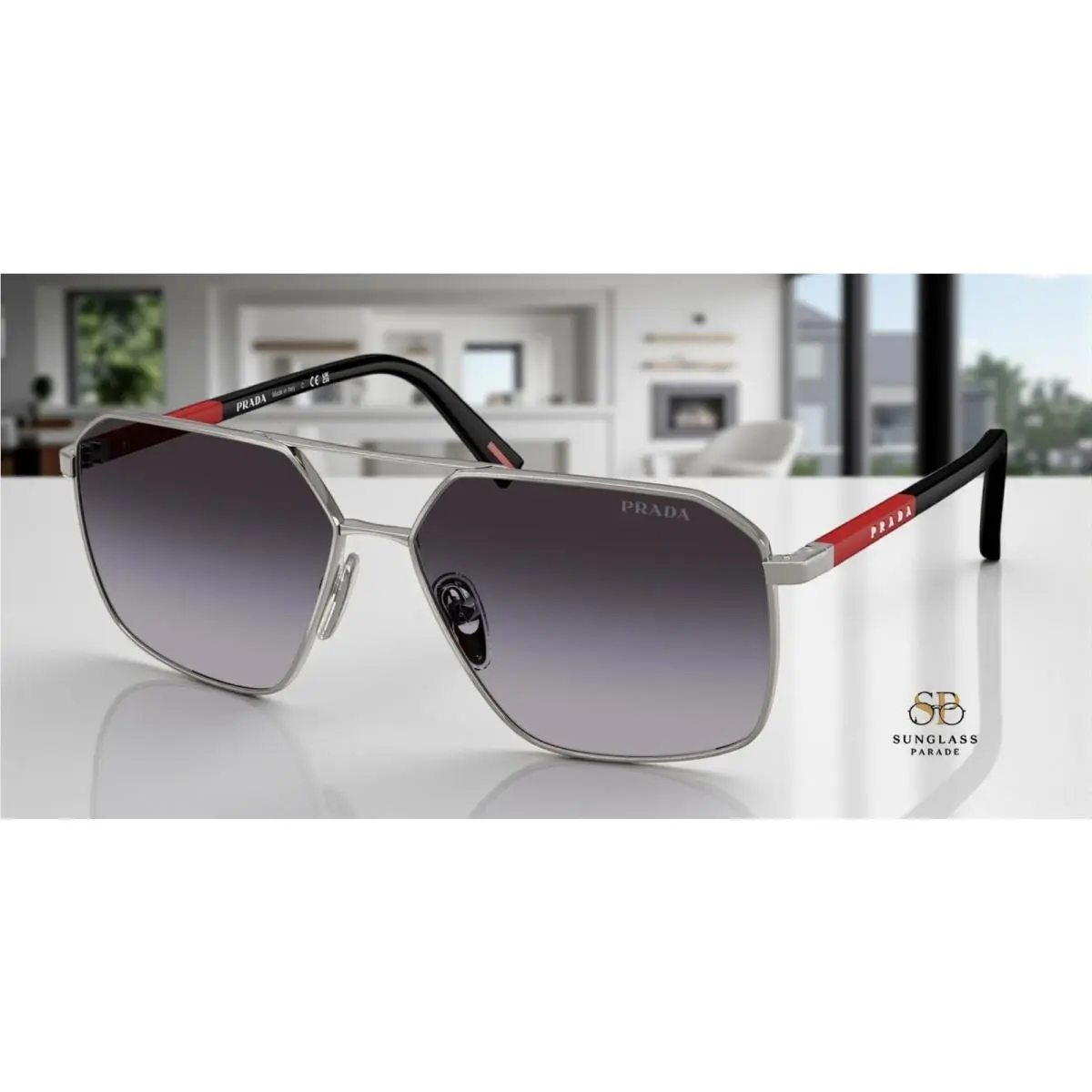 Prada Linea Rossa PS A50S 5AV09U Gunmetal Grey Gradient 60 mm Men`s Sunglasses