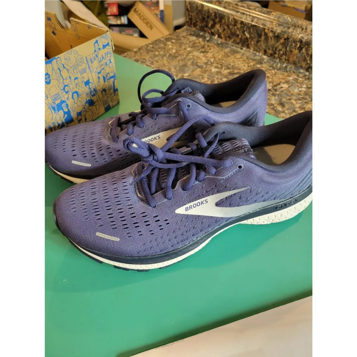 Mens Brooks Ghost 13 Running Shoe Blue Size 10.5 Deep Cobalt Grey Navy