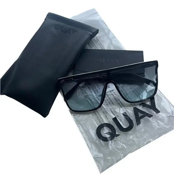 Quay Australia Unisex Nightfall Remixed Sunglasses Blk Grey Turquoise Lens 77190 by QUAY