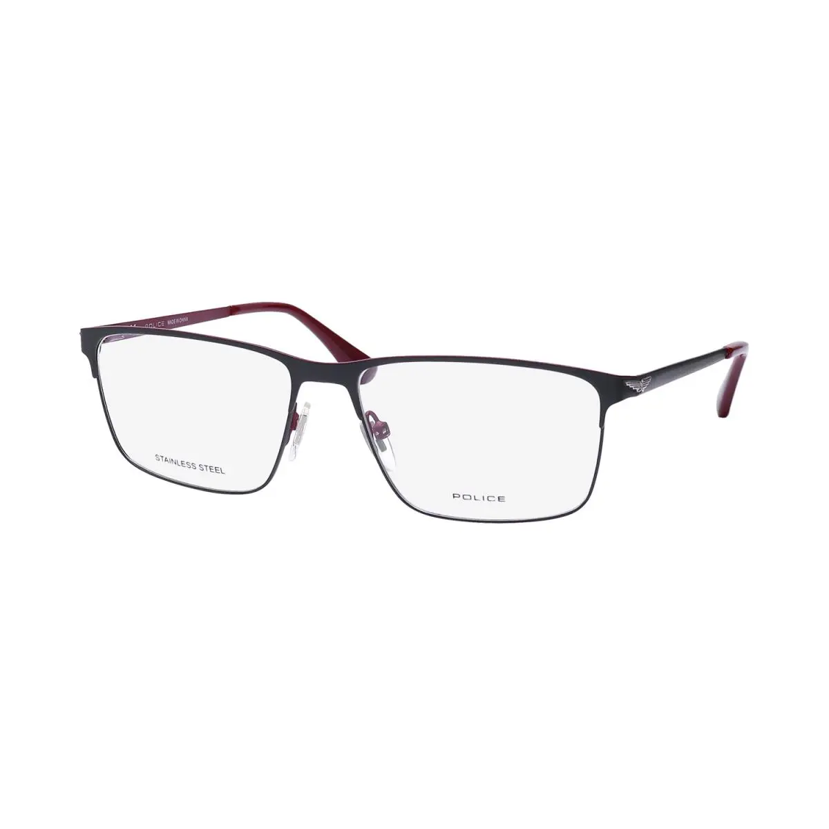 VPLD06 Tailwind Evo 5 Eyeglass Frame/glasses Stainless Steel Metal Mens Grey / Shiny Red by Police