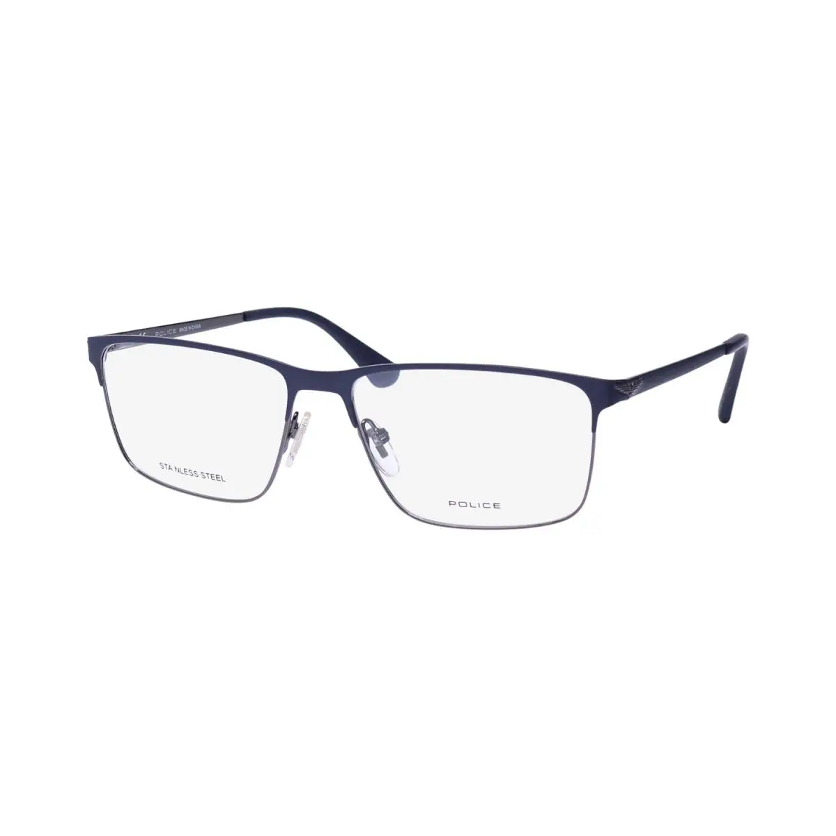 VPLD06 Tailwind Evo 5 Eyeglass Frame/glasses Stainless Steel Metal Mens Shiny Gunmetal / Blue by Police