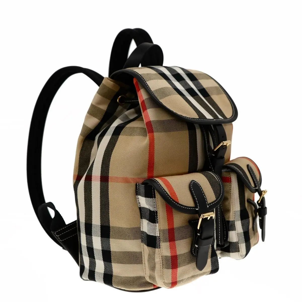 Burberry Women`s Beige Enfield House Check Cotton Canvas Backpack