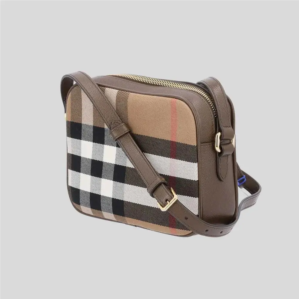 Burberry Ebony Brown Small House Check Camera Crossbody Bag