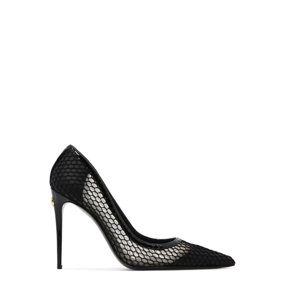 Dolce Gabbana 105 Mesh Rete Patent Leather DG Logo Pumps Heels Shoes