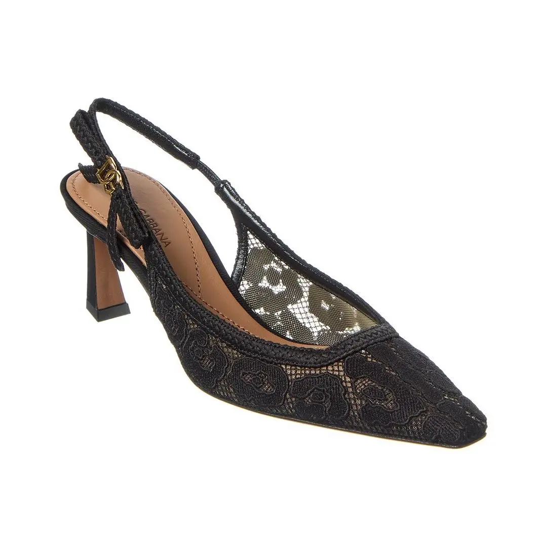 Dolce Gabbana Lace Slingback Pump Women`s Black 37