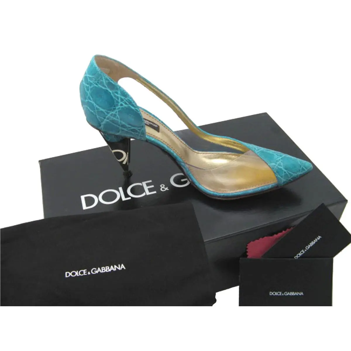 Dolce Gabbana Alligator Shoes Heels US 9.5 e 39.5 Blue Pumps