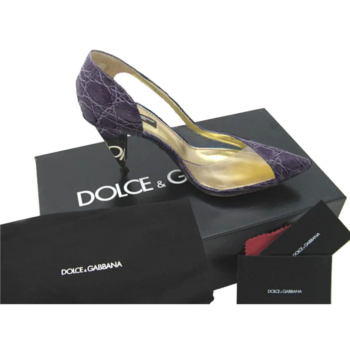 Dolce Gabbana Alligator Shoes Heels US 8.5 e 38.5 Purple Pumps