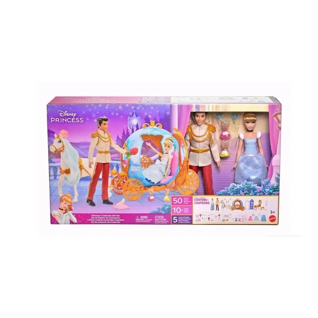 Disney Princess Ultimate Cinderella Gift Set Mattel 50+ Pieces • Carriage Dolls