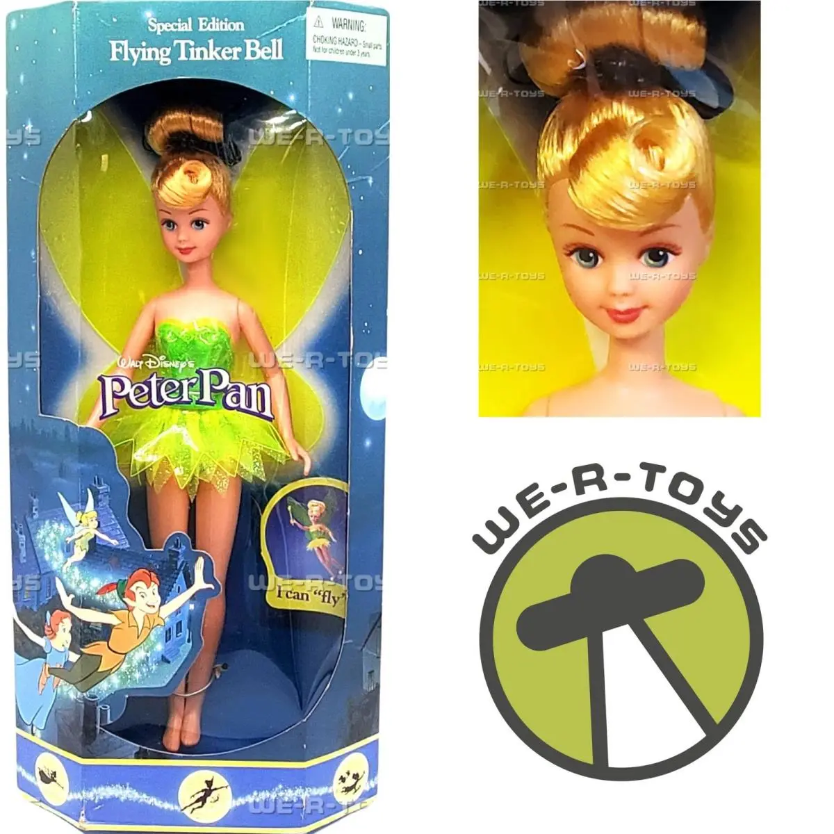 Disney`s Peter Pan Flying Tinker Bell Doll 1997 Mattel 19298