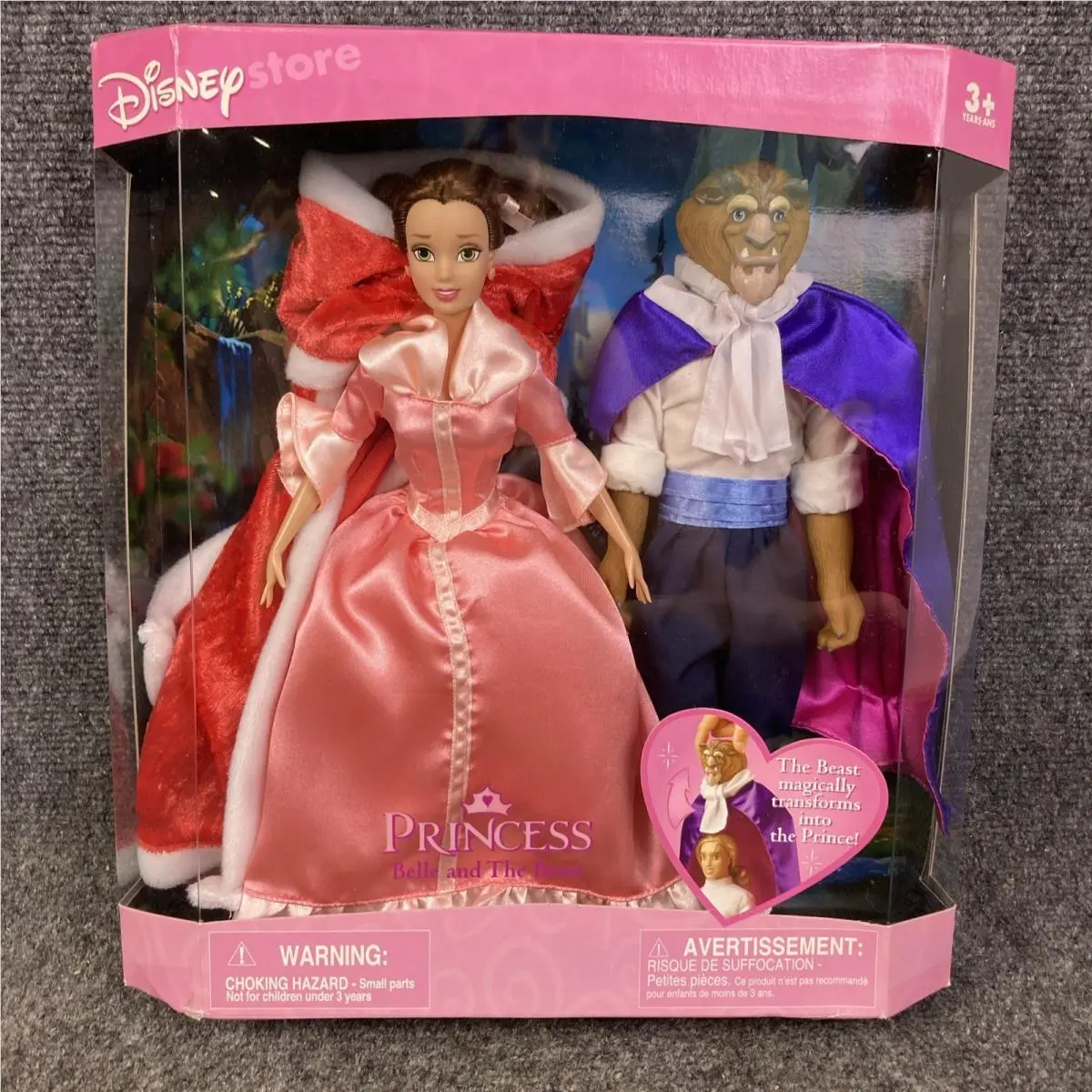 Disney Store Beauty Princess Belle-pink Dress The Beast Doll Set