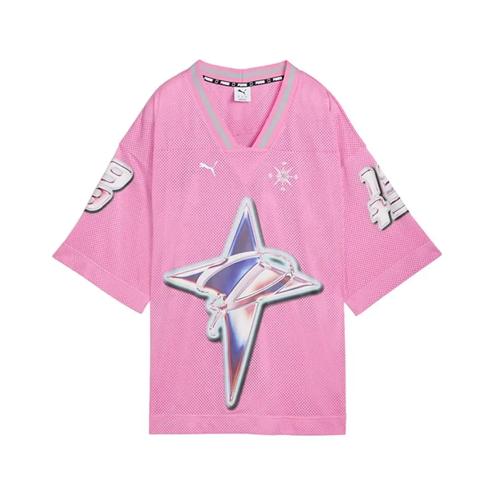 Puma Shooting Stars Vneck Short Sleeve Jersey Womens Pink 63285101