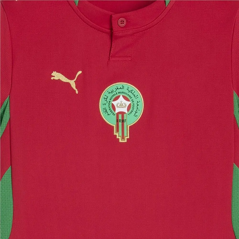 Puma clothing - PUMA Morocco Home Henley Neck Short Sleeve Soccer Jersey Youth - 78332101 - Red 3