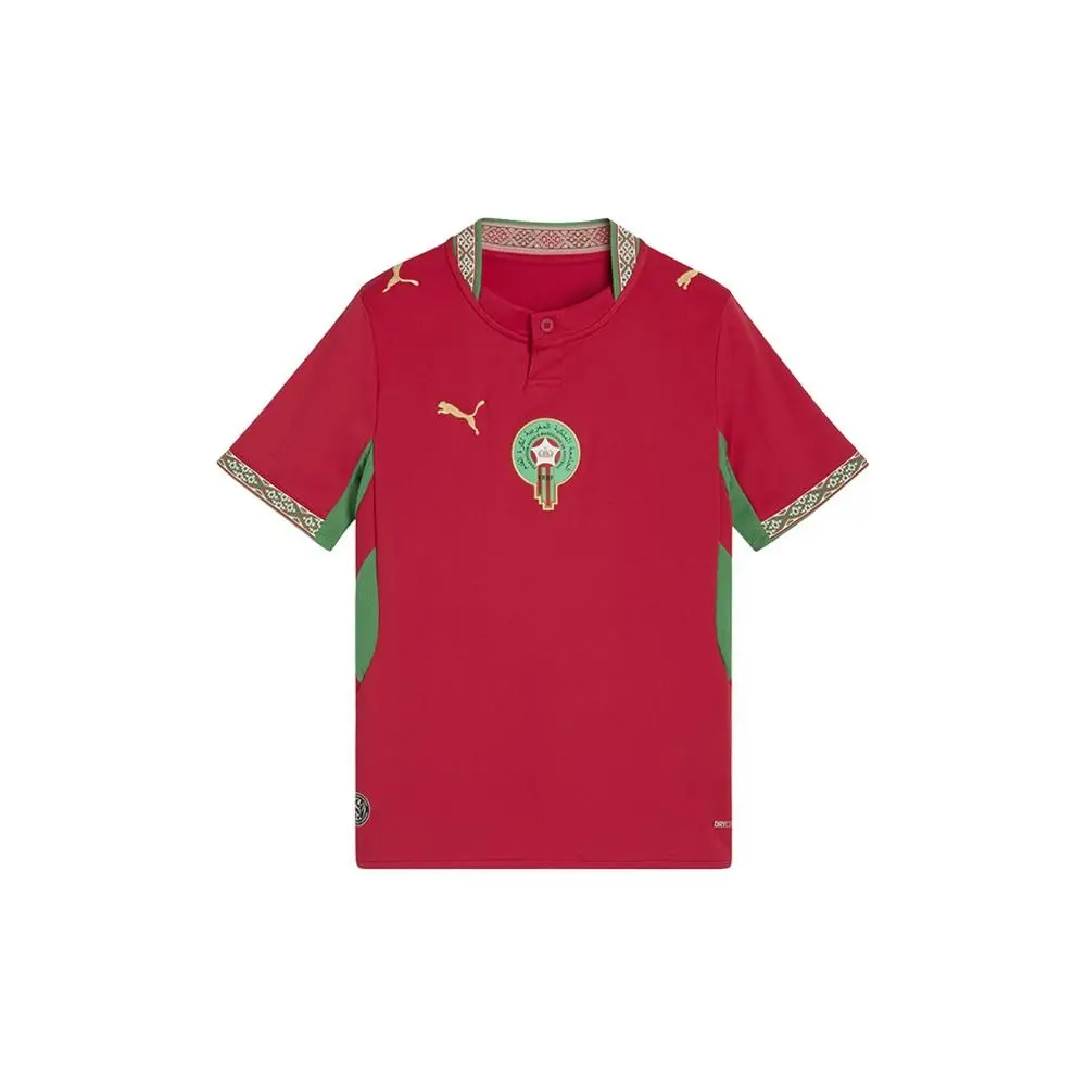 Puma clothing - PUMA Morocco Home Henley Neck Short Sleeve Soccer Jersey Youth - 78332101 - Red 4