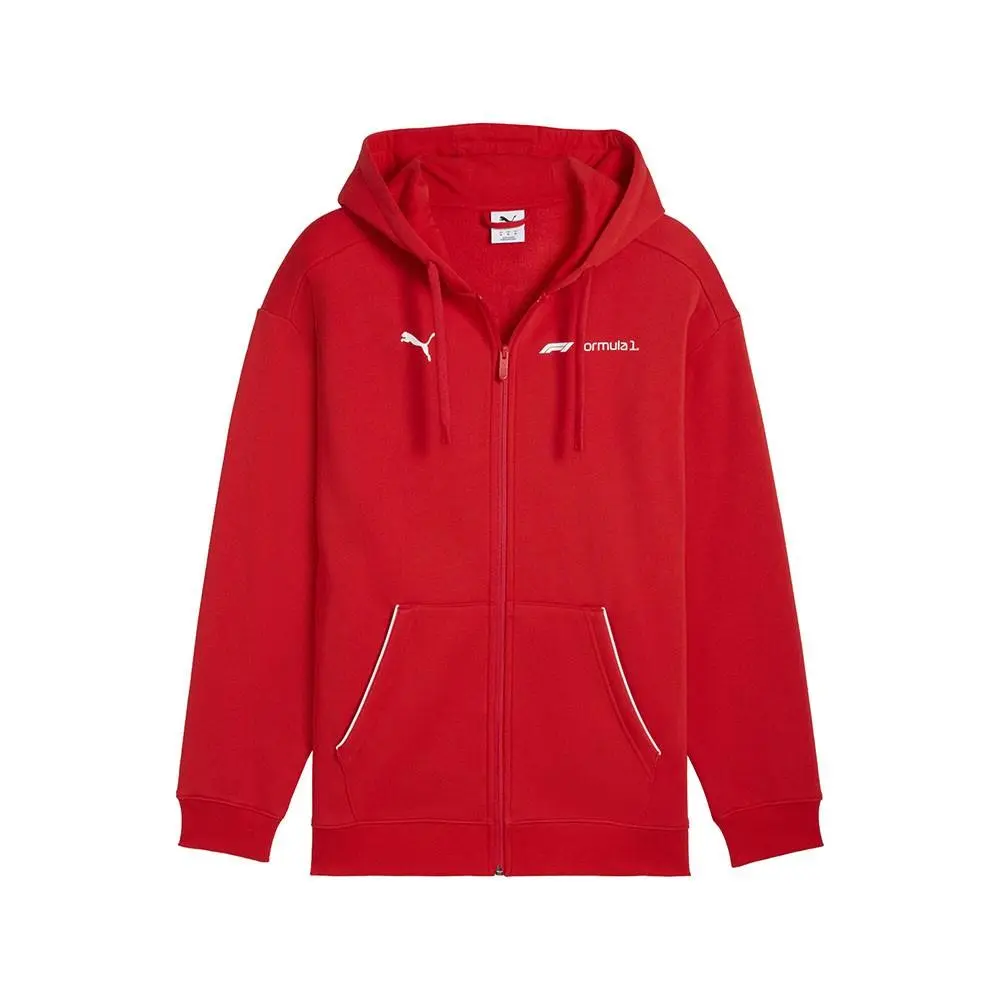 Puma F1 Essentials+ Full Zip Hoodie Mens Red Casual Outerwear 63265303